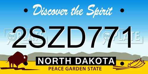 2SZD771 North Dakota License Plate
