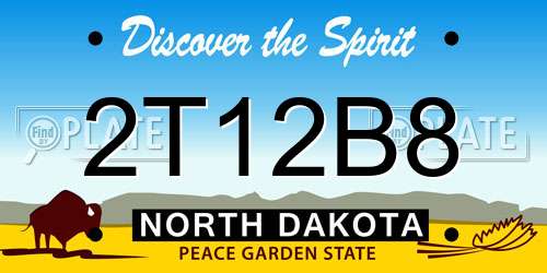 2T12B8 North Dakota License Plate
