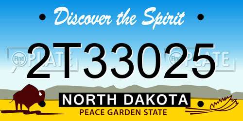 2T33025 North Dakota License Plate
