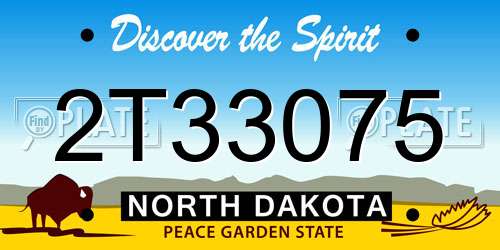 2T33075 North Dakota License Plate