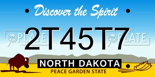 2T45T7 North Dakota License Plate