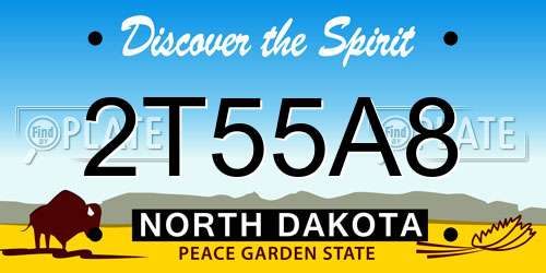2T55A8 North Dakota License Plate