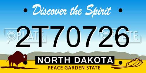2T70726 North Dakota License Plate