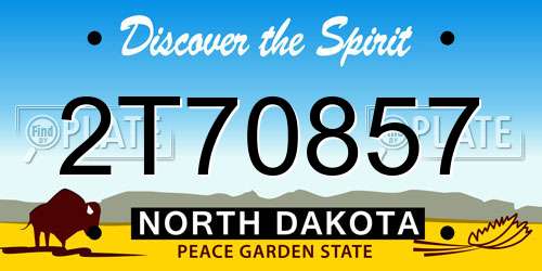 2T70857 North Dakota License Plate