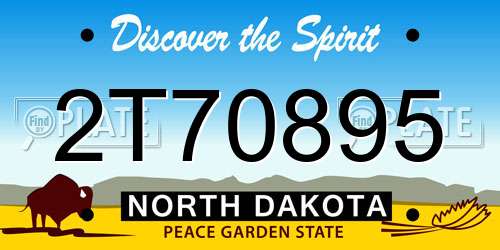 2T70895 North Dakota License Plate