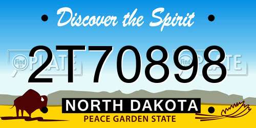2T70898 North Dakota License Plate