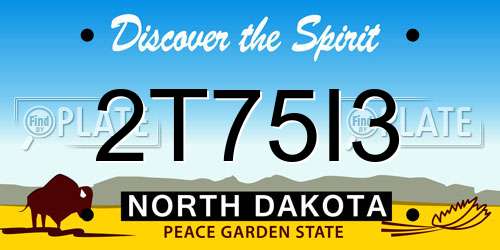 2T75I3 North Dakota License Plate