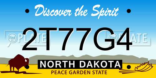 2T77G4 North Dakota License Plate