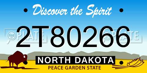 2T80266 North Dakota License Plate