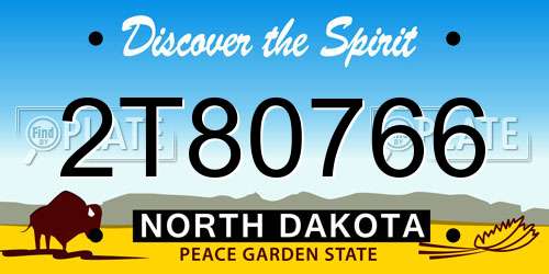 2T80766 North Dakota License Plate