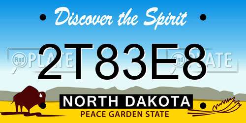 2T83E8 North Dakota License Plate