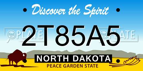 2T85A5 North Dakota License Plate