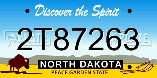 2T87263 North Dakota License Plate