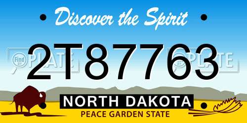 2T87763 North Dakota License Plate