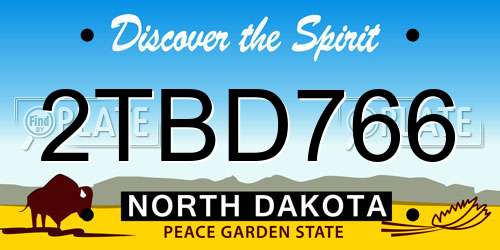 2TBD766 North Dakota License Plate