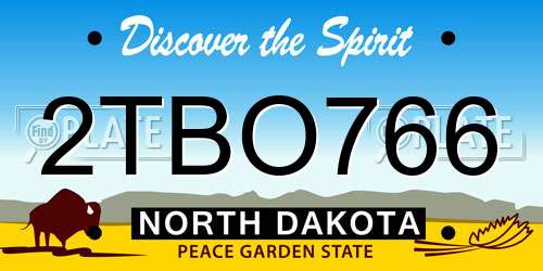 2TBO766 North Dakota License Plate