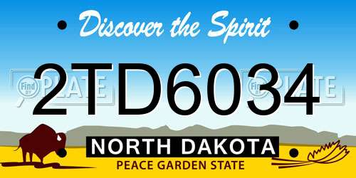2TD6034 North Dakota License Plate