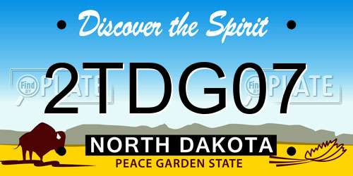 2TDG07 North Dakota License Plate