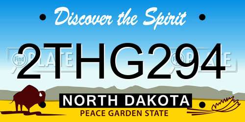 2THG294 North Dakota License Plate