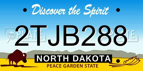 2TJB288 North Dakota License Plate