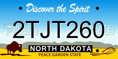 2TJT260 North Dakota License Plate