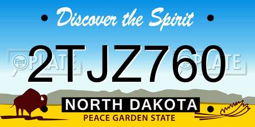 2TJZ760 North Dakota License Plate