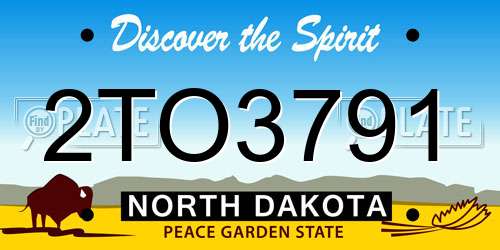2TO3791 North Dakota License Plate