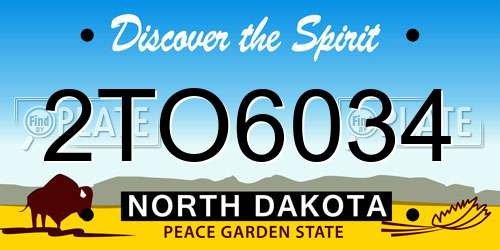 2TO6034 North Dakota License Plate