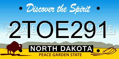 2TOE291 North Dakota License Plate