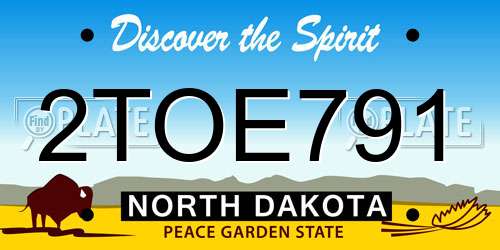 2TOE791 North Dakota License Plate