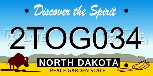 2TOG034 North Dakota License Plate