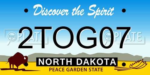 2TOG07 North Dakota License Plate