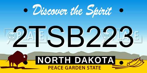 2TSB223 North Dakota License Plate