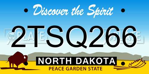 2TSQ266 North Dakota License Plate