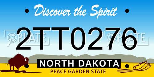 2TT0276 North Dakota License Plate
