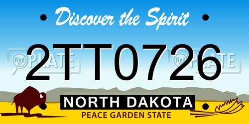 2TT0726 North Dakota License Plate