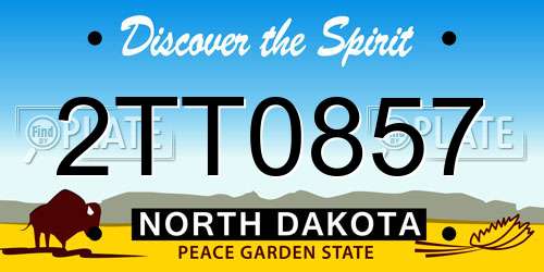 2TT0857 North Dakota License Plate