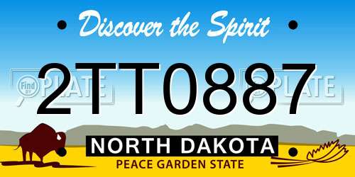 2TT0887 North Dakota License Plate