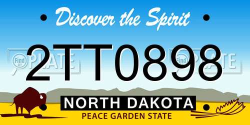 2TT0898 North Dakota License Plate