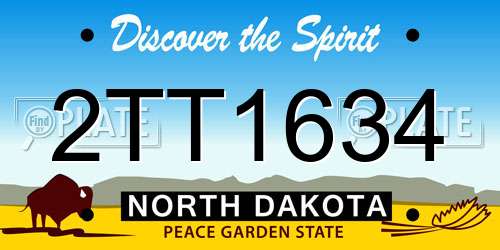 2TT1634 North Dakota License Plate