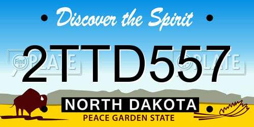 2TTD557 North Dakota License Plate