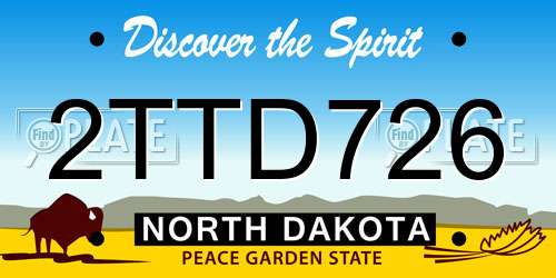 2TTD726 North Dakota License Plate