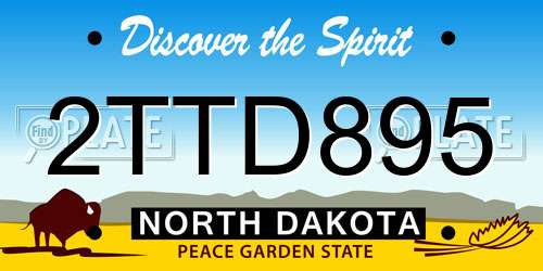 2TTD895 North Dakota License Plate