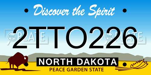 2TTO226 North Dakota License Plate