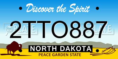 2TTO887 North Dakota License Plate