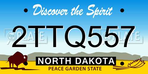 2TTQ557 North Dakota License Plate