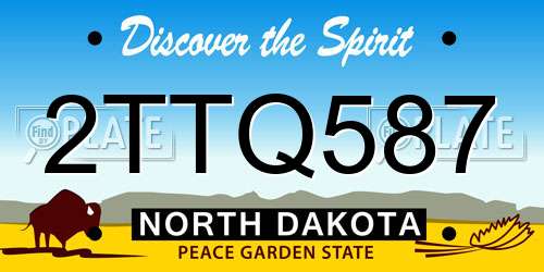 2TTQ587 North Dakota License Plate