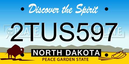 2TUS597 North Dakota License Plate