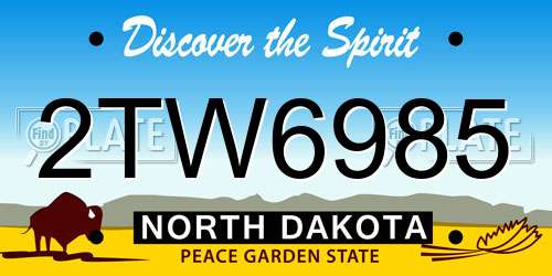 2TW6985 North Dakota License Plate