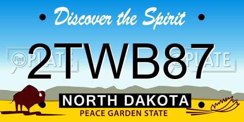 2TWB87 North Dakota License Plate